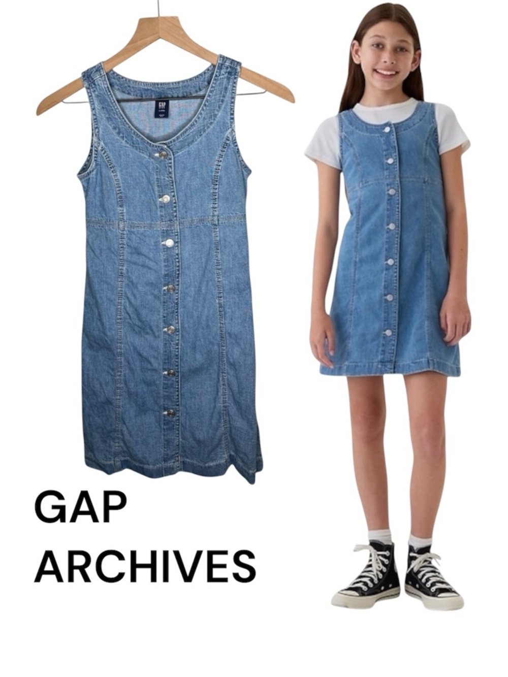 Kids Archive Button Denim Dress
